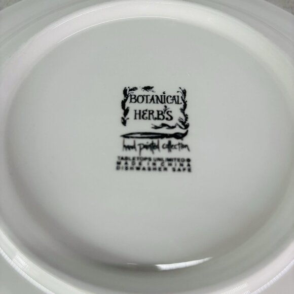 Tabletops BOTANICAL HERBS  Green Leaves Hand Painted Lunch Salad Plates Set of 5 - Picture 12 of 16
